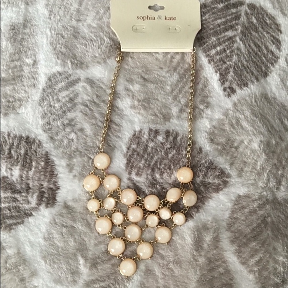 Gold and glittery peach necklace
